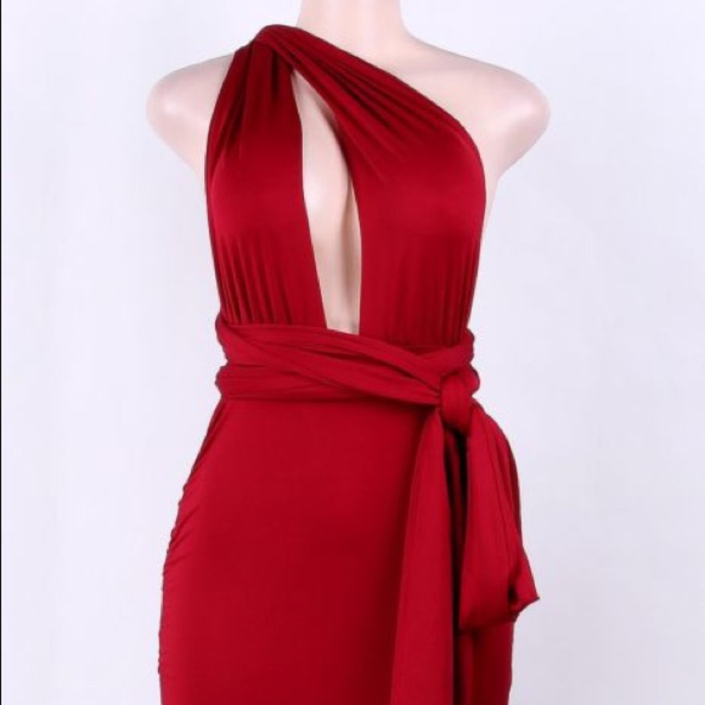 Red hot tie up dress